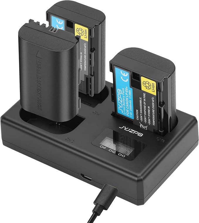 LP-E6N LP-E6 Battery Charger Set, 3-Slot LCD Charger for Canon EOS R R5 R6 R7 R5 C, R6 Mark II,EOS 5D Mark II III IV, 5D SR, 6D Mark II 7D Mark II, 6D 7D 90D 80D 70D 60D 60Da, XC10 XC15 Camera 2300mAh