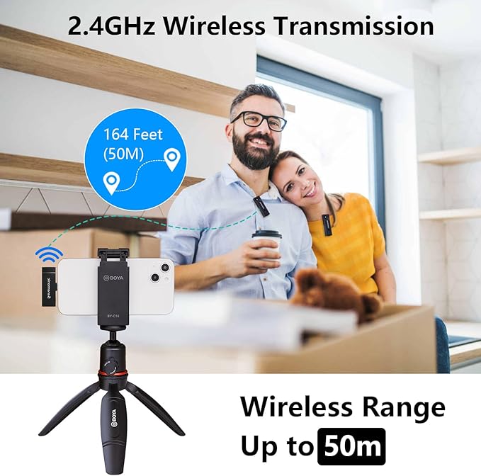 Saramonic Wireless Lavalier Microphone for iPhone,MFi Certified, Plug Play Noise Cancelling Lapel Mic with 196ft Transmission,10H Working Time,Cordless Clip on Mic for Video Recording Live Streaming