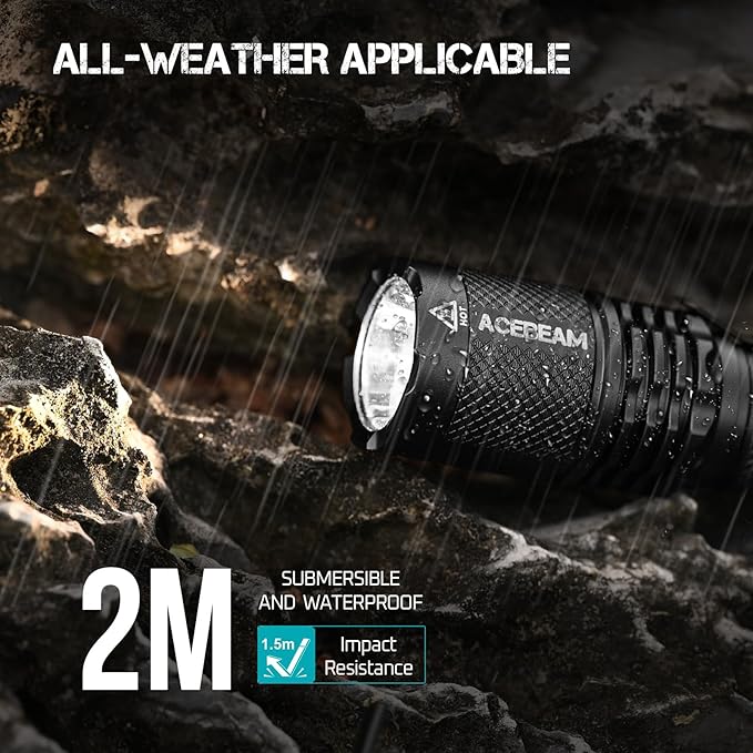ACEBEAM TAC AA 2.0 Longest-Range AA Flashlight 280 Meters, 1000 High Lumens Tactical EDC Flashlight Rechargeable, 6 Modes Pocket LED Flashlight, Super Bright Small Mini Flashlight for Camping, Home