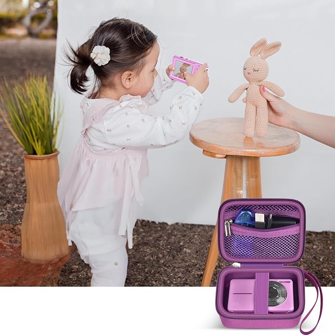 Case Compatible with VAHOIALD FHD 1080P Digital Camera/for CAMKORY Digital Point and Shoot/for Kodak PIXPRO FZ45-BK 16MP Vlogging/for IWEUKJLO/for Nsoela, Holder for SD Card More (Dark Purple)