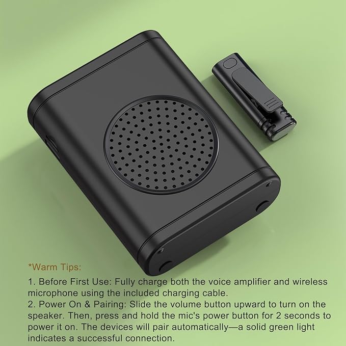 Voice Amplifier with Clip-On Wireless Lapel Mic, [Bluetooth 5.3] Teacher Microphone for Classroom, Portable Wireless Mini Megaphone Speaker PA System for Elderly/Yoga/Public Events/Tours
