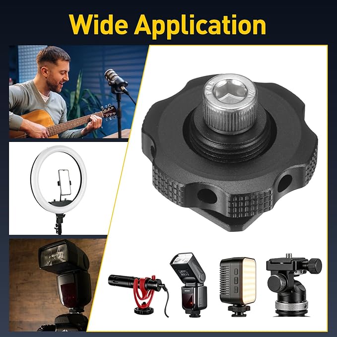 Hot Shoe Adapter, 1/4 Inch Female Hot Shoe Mount Adapter Tripod Plate Converter with 1/4" Screw for Flash Video Light Monitors DSLR Camera Rig Gimbal