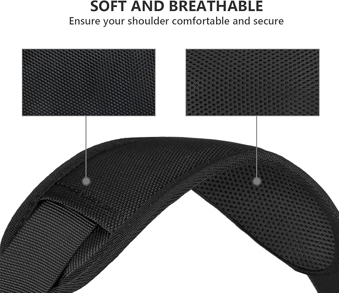 Ytonet Shoulder Strap, 52" Universal Adjustable Padded Laptop Shoulder Strap Replacement Comfortable Belt with Metal Hooks for Laptop Messenger Crossbody Bag Luggage Duffel Camera, Black