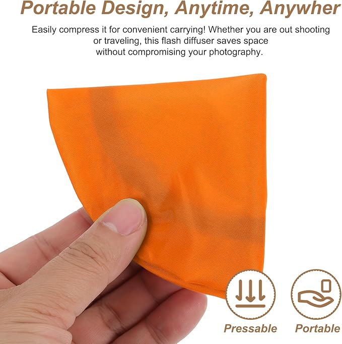 PATIKIL 6.3" x 6.3" Soft Mini Flash Diffuser Cap, 5 Pack Universal Elastic Flash Diffuser Cover for DSLR Camera Flashlight, Orange