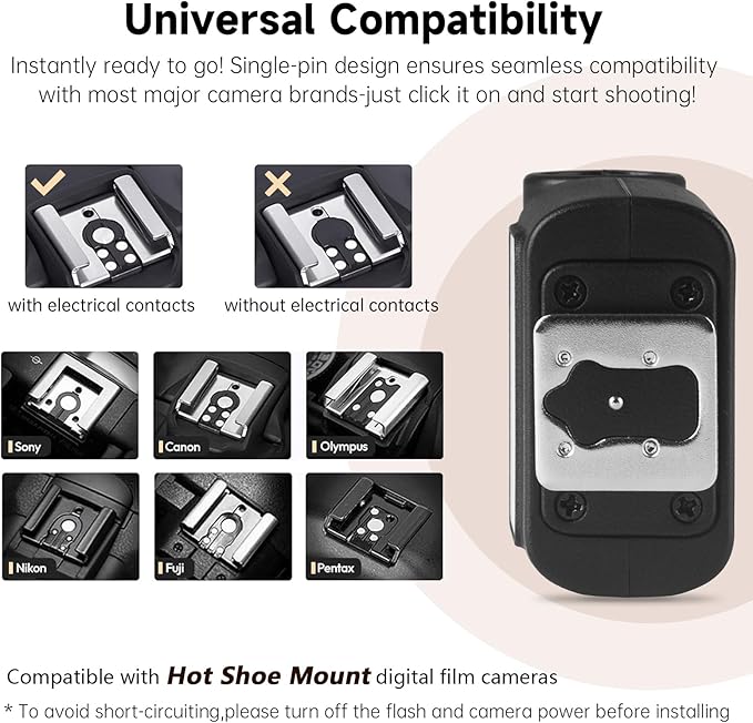 Mini Camera Flash Speedlite with Video Light, GN8 6500K Adjustable External Flash, Universal Single Contact Hot Shoe Mount, Compatible with Canon/Nikon/Sony/Fuji/DSLR