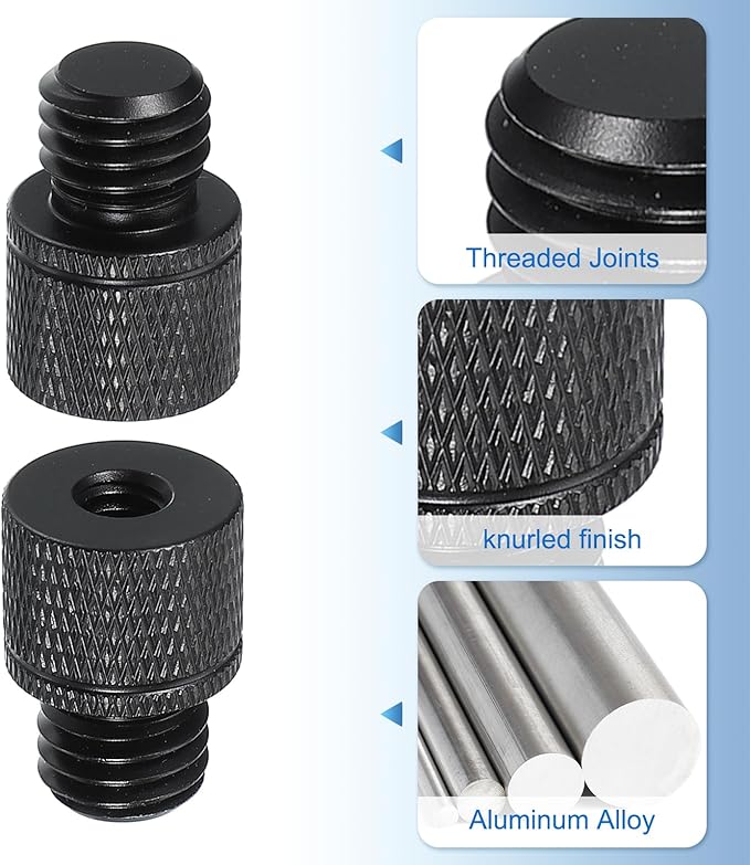 PATIKIL Tripod Screw Adapter 1/4" Female to M12 Male, 2 Pcs Tripod Nut Connectors Camera Mount Screw Camera Double Head Converter for Microphone Holder Magic Arms Accessories, 23 mm