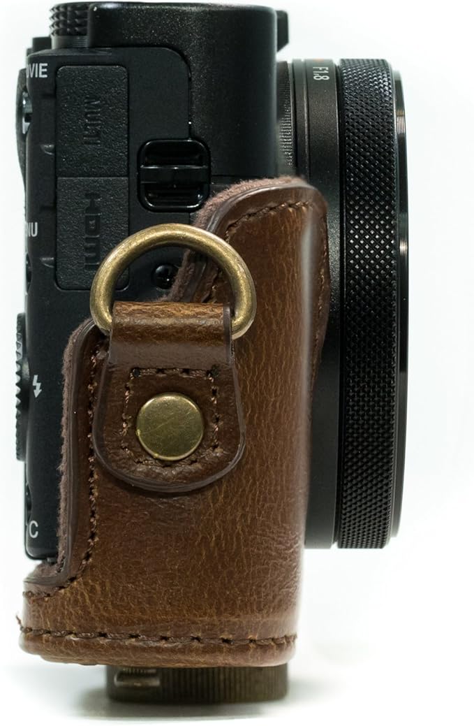MegaGear Ever Ready Protective Leather Camera Case, Bag for Sony Cyber-Shot DSC-WX500 Digital Camera (Dark Brown) (MG600)