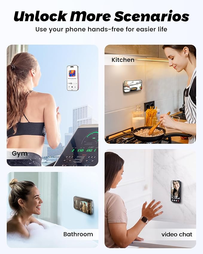 amBand Magnetic Sticky Phone Suction Grip for MagSafe, Removable for Wireless Charging, Durable Magnet Silicone Portable Mount Stand for iPhone 12 13 14 15 16 17, Hands-Free Video/Selfie, Cherry Red