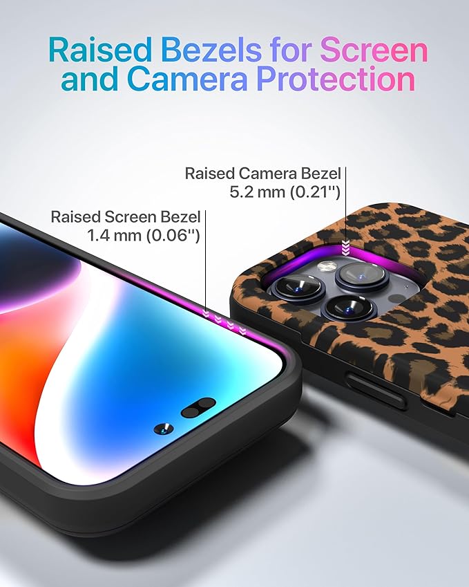 TORU for iPhone 15 Pro Max Wallet Case with Card Holder, Hidden ID Credit Card Slot Flip Kickstand, Slim Fit Shockproof Heavy Duty Phone Cover with Strap - Leopard Pattern