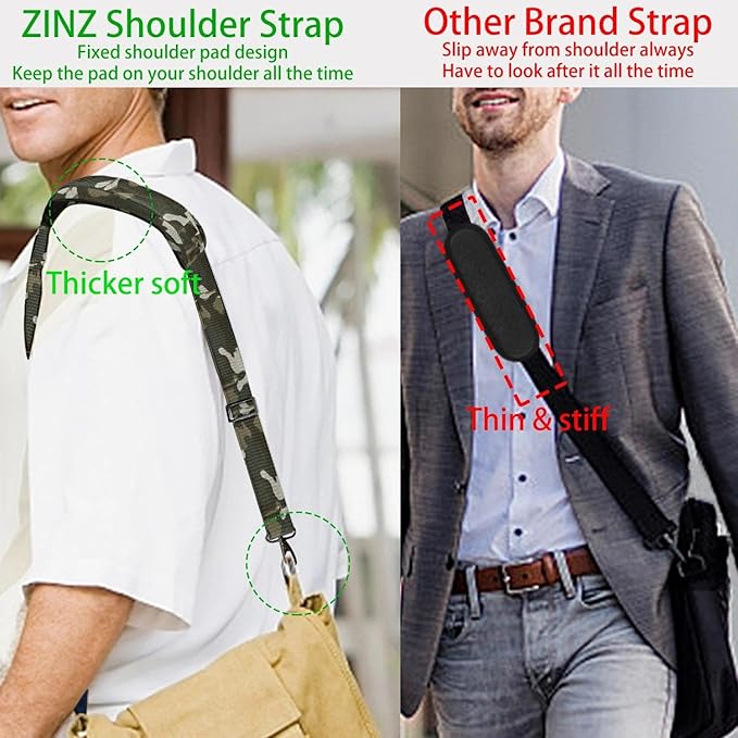 ZINZ Shoulder Strap 58" Ultra-Thick Fixed Padded and Adjustable Buckles Crossbody Strap for Briefcase Laptop Bag Luggage