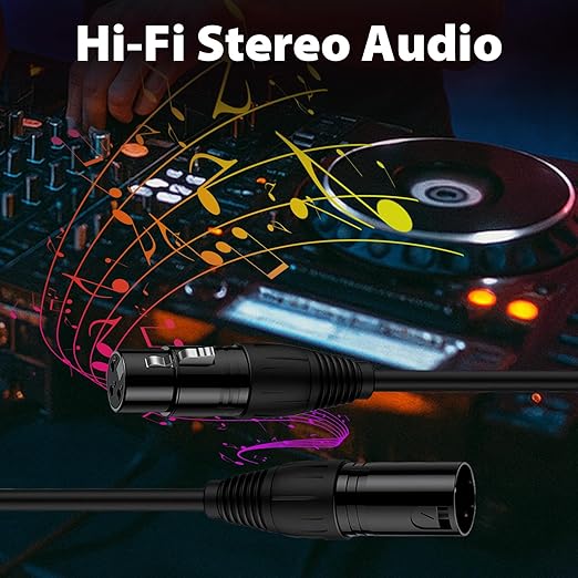 XLR Cables 2 Pack, XLR Male to Female Microphone Cable with Locking Connector, Balanced Audio Cord, Nickel-Plated Connectors, PVC Jacket – Ideal Mic Cable for Studio, Stage,Speaker, 3 FT