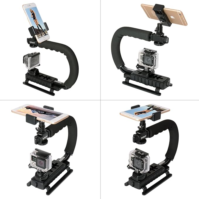 Fantaseal 4in1 DSLR/Mirrorless/Action Camera +Camcorder +Smartphone Stabilizer Holder We-Media YouTube Vlog Low Position Video Rig Mount Fit for GoPro Sony DJI OSMO Action Nikon Canon iPhone Samsung