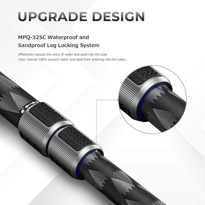 LEOFOTO Camera Monopod Carbon Fiber Portable Compact Lightweight Travel Monopod with Wrist Strap, Silicone Handle, Twist Locks, 5-Section up to 165cm, Max Load 15kg，Black(MPQ-325C)