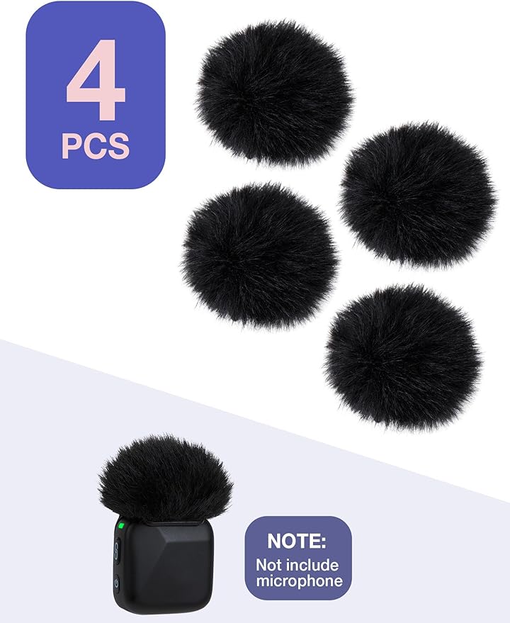 YOUSHARES Microphone Wind Muff Compatible with DJI Mic Mini - 4 Packs Furry Windproof Cover Suitable for DJI MINI 2024 Wireless to Reduce Wind Noise