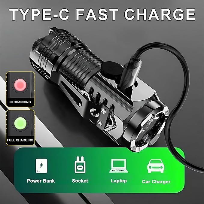 ABUNRO Rechargeable Flashlights 4 Pack, Mini Flashlight High Lumens 3 LED Emergency Handheld Flashlight, 5-Modes Mini Rechargeable Flashlight for Camping Biking Hiking Outdoor Home Emergency