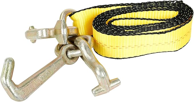 Fekuar 4Pcs 2" x 8' Truck Winch Tie Down Straps with RTJ Cluster Hook Heavy Duty Webbing Complete RTJ Strapes 3 Chain Link RTJ Cluster Hook Towing Truck Anchor Wrecker Tie Down