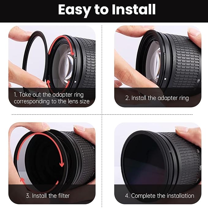 Metal Step Down Ring Filter Adapter - 52mm to 37mm - Metal Ring Step Down Rings Adapter Filter Compatible with All 37mm UV, CPL, ND, Lens Hood, Threaded Lens ect