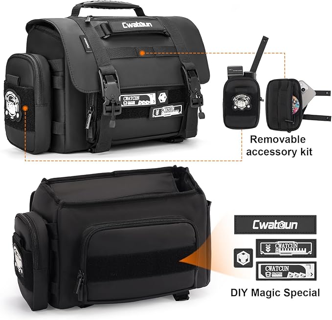 Cwatcun Camera Sling Bag, Waterproof Multifunction Photography Tactica Camera Crossbody Bag with Tripod Holder & Removable Accessory Bags for DSLR/SLR/Mirrorless Cameras - Small