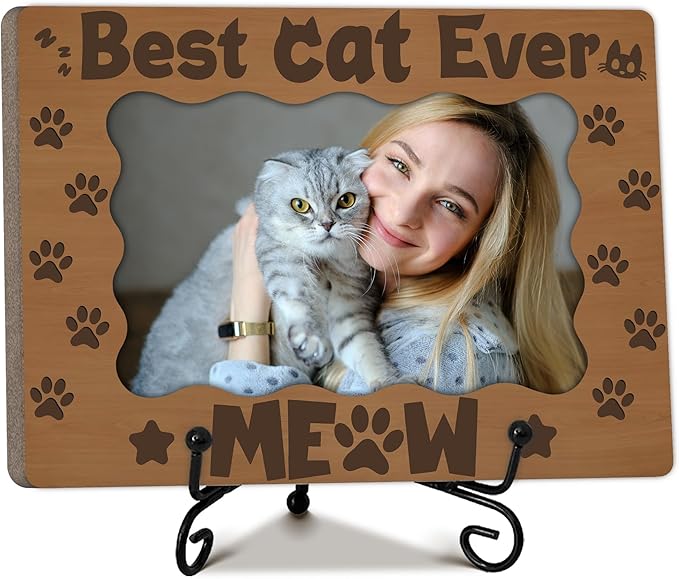 Wooden Picture Frame, Handcrafted You Had Me at Woof Wood Frame with Stand, Birthday Unique Gift for Dog Owners, Perfect for Pet Lovers, Home Tabletop Display, Fits 4 x 6 Inch Photo(Dark Brown)-A30