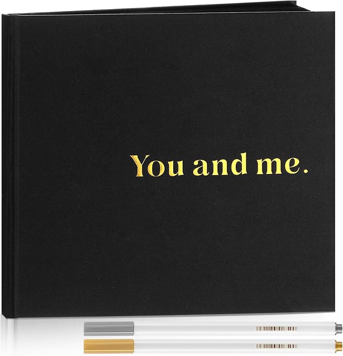 Colarr Hardcover Couples Scrapbook 144 Pages 8.7 x 8.7" Couples Photo Album Scrapbook Journal for 1 Year Wedding Memory Anniversary Photo Book Gift with 2 Markers