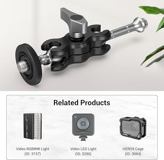SmallRig Mini Magic Arm with Dual Universal Ball Head, Adjustable Magic Arm for Monitor, Microphone, LED Video Light 3238