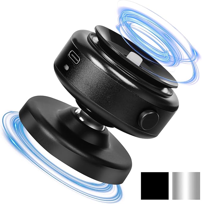 360 Rotatable Car Magnetic Phone Holder,Electric Vacuum Magnetic Suction Car Phone Mount,Magnetic Adsorption Double Cell Phone Holder-Sided Strong Suction for Car Mirro Gym All Smooth Surface (Black)