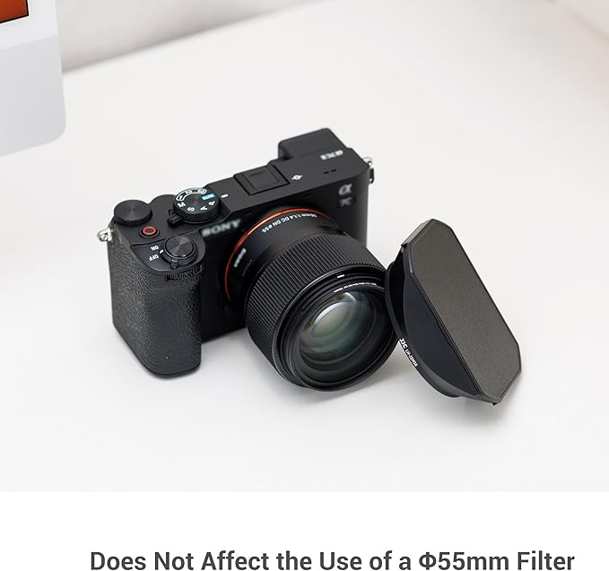 JJC Metal Square Lens Hood Shade for Sigma 56mm f/1.4 DC DN Contemporary Lens, Replaces Sigma LH-582-01 Lens Hood, with Protective Hood Cap, Not Affect The Use of 55mm Filter