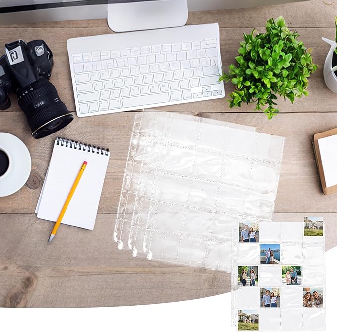 STARVAST 100PCS Protective Photo Slide Pages Holds 20 55mm Slides Top Loading Photo Page Sleeves for 3 Ring Binder Holds 2000 2.2 Inch Photos Clear Archival Slide Storage Album Refill Preservers