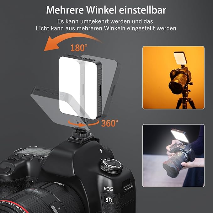 VRIG LED Video Light for Phone & Camera, 3000K-6500K Rechargeable Magnetic Selfie Light with Cold Shoe & 1/4" Screw Hole, 128 LED Beads Fill Light for Vlogging, Selfies, FD-128