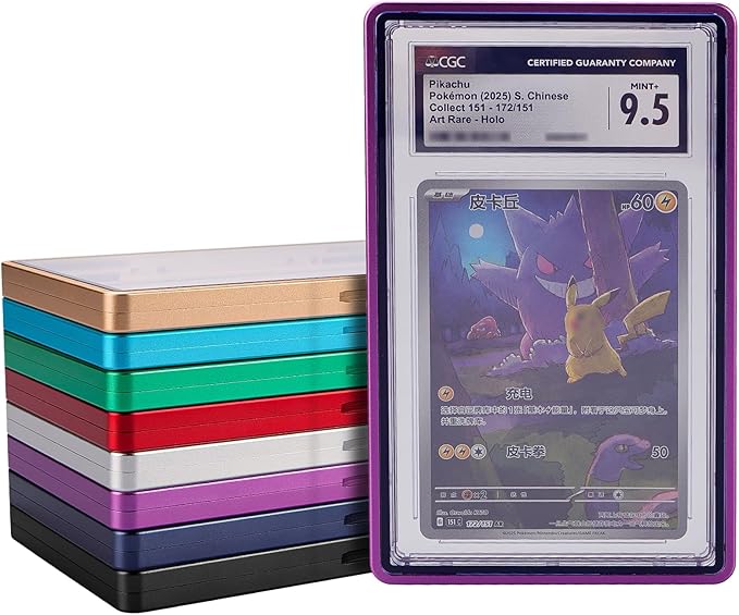 PSA Slab Bumper Case, Metal Graded Cards Slab Magnetic Protector for 35pt PSA/CGC/CCIC Graded Cards|Scratch Resistant | Stackable | UV Resistant | Purple