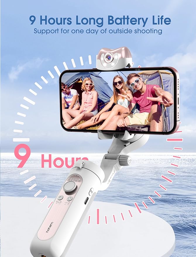hohem iSteady V2S Gimbal Stabilizer for Smartphone, 3-Axis Gimbal for iPhone, AI Tracking, Portable and Foldable Phone Stabilizer with Fill Light for Video Recording, Vlogging, YouTube, TikTok