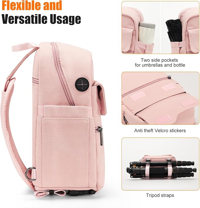 Cwatcun Camera Bag Small Compact Camera Sling Case, Waterproof Canvas Crossbody Camera Bag with Rain Cover, Travel Photography Bag for Canon, Nikon, Sony, Fuji DSLR/SLR/Mirrorless Cameras, Lens