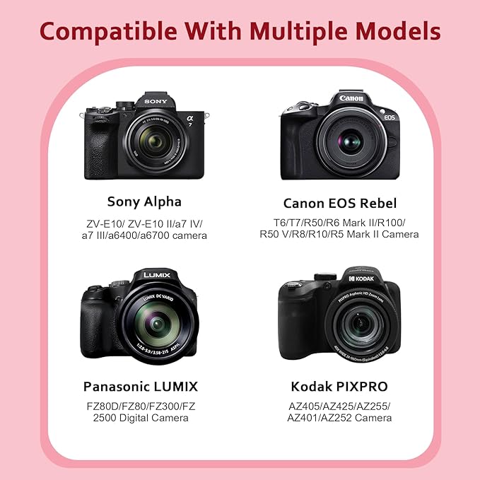 XANAD Hard Camera Case Bag Compatible with Canon EOS Rebel T7/ T100/ R50/ R50 V/RP/ R8/ R6 Mark II/ R7/ R10 DSLR Mirrorless Cameras, for Canon Sony Kodak Panasonic Nikon DSLR Mirrorless Camera, Red