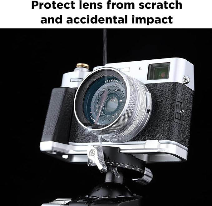 Haoge LUV-X54W Metal Lens Hood with MC UV Protection Multicoated Ultraviolet Lens Filter for Fujifilm X100VI Fuji X100V Camera Silver
