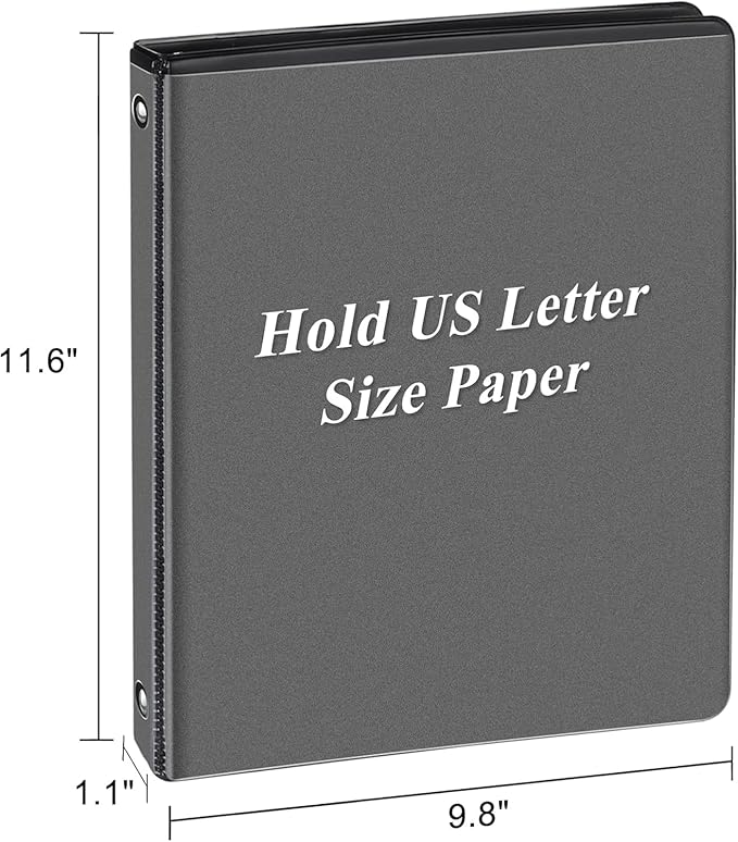 CIXILDTS 0.5-inch Round Ring Binder, Durable 1/2" 3 Ring Binder Fit Letter Size Paper, Black, 36-Pack