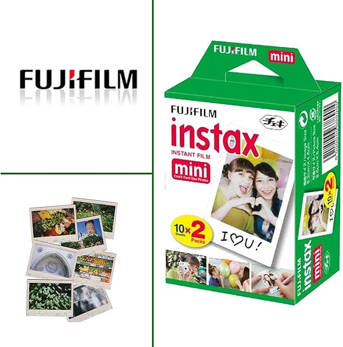 Fujifilm Instax Mini EVO Hybrid Brown Instant Camera + Fuji Mini Twin Pack Instant Film (40 Sheets) - Bundle