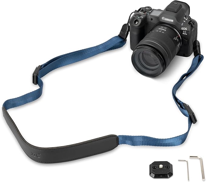 Mirrorless Camera Neck Strap with Quick Release Buckles, Adjustable Shoulder Sling Strap for Sony A7C II A7 IV III A7R V IV ZV1 ZV-E10 Canon EOS R100 R50 M50 M6 Nikon Z30 Z50 Z6 Z7 II & More (Blue)