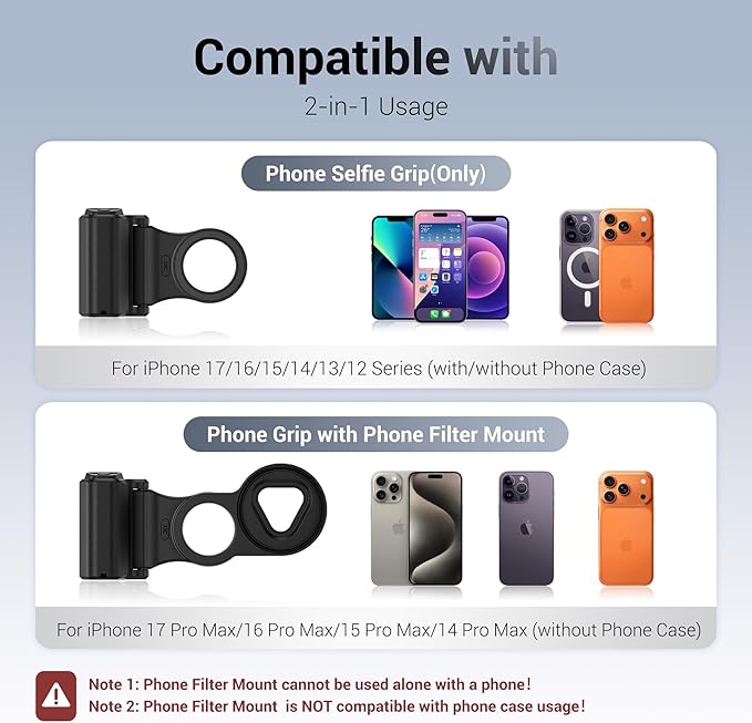 JJC 67mm iPhone Variable ND2-128 Filter with Magnetic Phone Camera Grip Kit, Compatible with iPhone 17 16 15 14 Pro Max Series, with Remote Control & 1/4" Tripod Screw for Vlogging Mobile Filmmaking