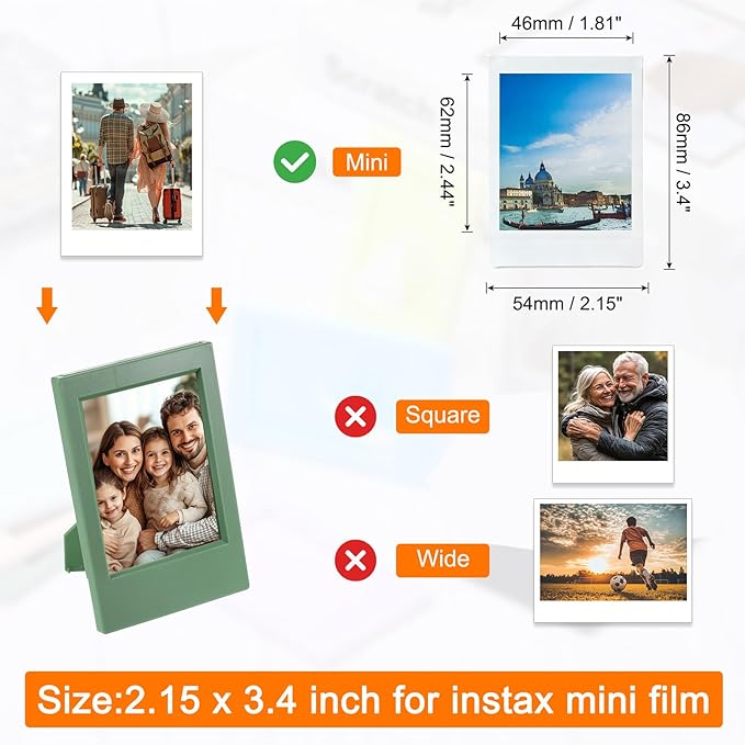 uxcell 5 Pcs Mini Picture Frames 2.4 x 3.6 Inch Rectangle Small Picture Photo Frame Holder for Tabletop Display Photos Paintings Landscape Posters Artwork, Green