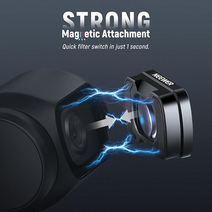 NEEWER 0.75X Wide Angle Lens Compatible with DJI Osmo Pocket 3 Creator Combo Accessories, Magnetic Multicoated Aspherical Action Camera Lens with 108° Expanded FOV & 2X Cleaning Cloth