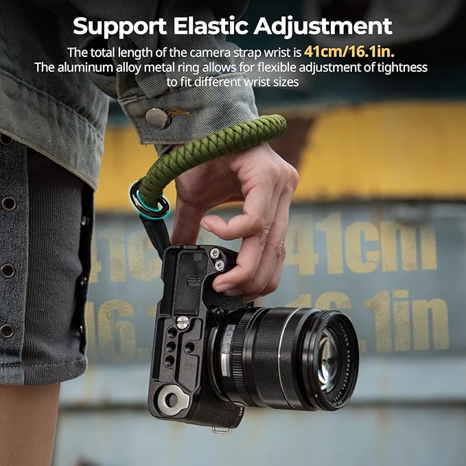 SMALLRIG Camera Wrist Strap, Universal Braided Camera Hand Strap, Adjustable Safety Strap Compatible for DSLR or Mirrorless Camera, Green- 5054