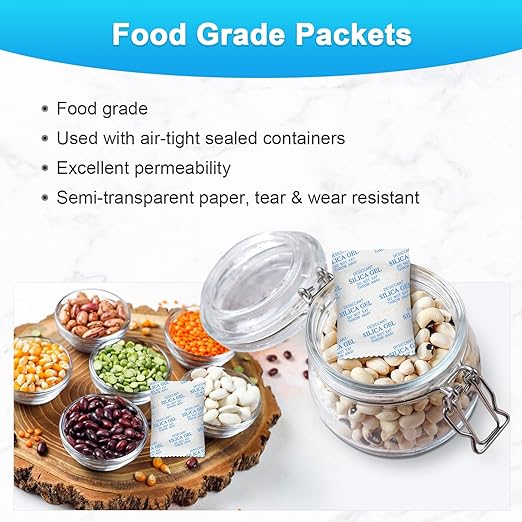 Silica Gel Packets - 10 Gram 120 Packs Moisture Absorbers, Food Grade Desiccant Packs for Storage, Premium Color Indicating Desiccant Packs for Storage, Widely Used for Foods, Electronics, Jewelry