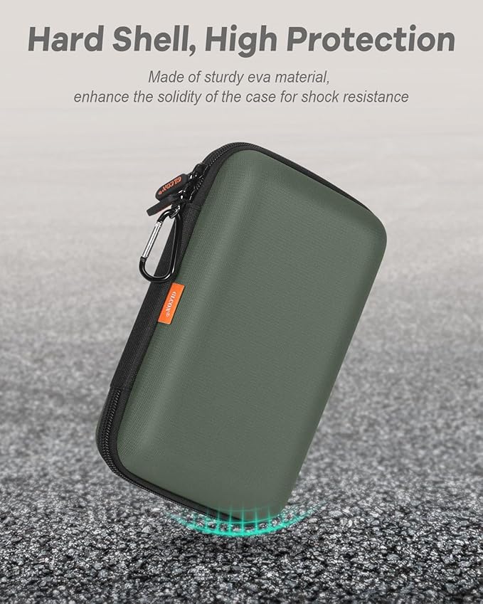 Large Classic Army-Green Case - Hard Shell Electronic Organizer Travel Carrying Case - Shockproof Electronic Accessories Storage Pouch Bag for Game Drive, Hard Disk, Power Bank, Charger