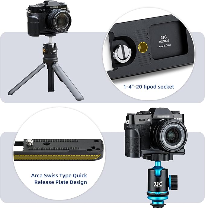 Metal X-T30 III Hand Grip L Bracket for Fuji Fujifilm XT30III X-T30III XT30II X-T30 X-T20 X-T10 Anti-Slip Handgrip Holder,with Battery Memory Card Compartment Opening & Speaker Hole, Replaces MHG-XT10