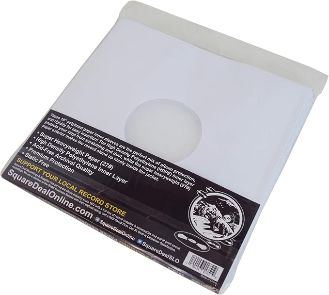 10" Premium Polylined Heavyweight Record Inner Sleeves - Archival Quality, Heavyweight Paper & Plastic #10IA (250)
