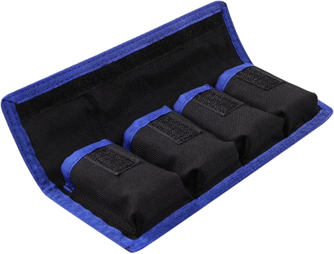 Meking DSLR Battery Case Holder Storage with 4 Pocket Pouch for LP-E6/LP-E8/LP-E10/LP-E12/NP-FW50/EN-EL14/EN-EL15 and more