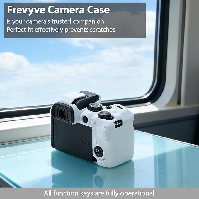 Frevyve Case for Canon EOS R10 Mirrorless Camera, Skin, Anti-Scratch, Lightweight Sleeve, Soft Silicone Rubber Protective Case Cover for Canon EOS R10 Accessories (White)