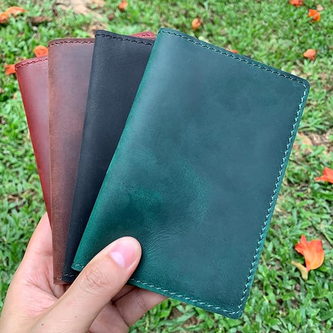 Fan&Ran Genuine Leather Journal Cover for Field Notes Notebooks, Moleskine Cahier Journal Pocket 3.5 x 5.5 Inches, Bourbon Brown