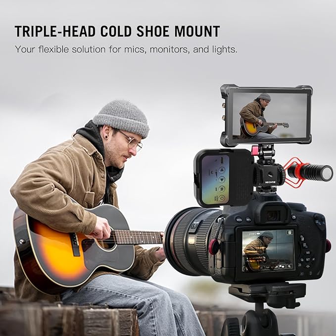Mechrig Triple Cold Shoe Mount Cold Shoe Adapter, Aluminum Camera Hot Shoe Extension Bracket with 3 Port Cold Shoe Mounts for Camera Cage Flash LED Light Monitor Microphone (62028)