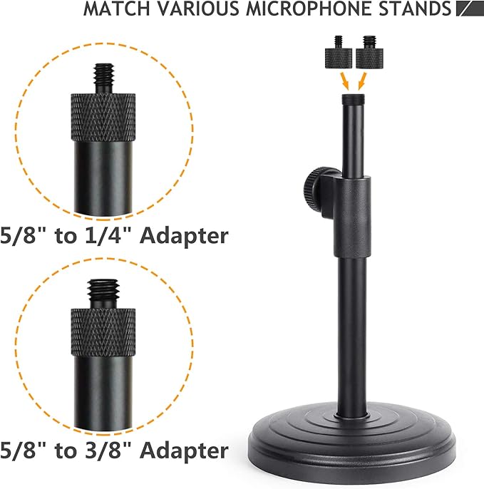 Mic Screw Adapter - 5/8 to 1/4 & 5/8 to 3/8 Adapter Set for Microphone Stand to Tripod and Camera